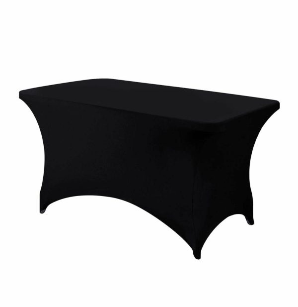 Spandex & Fitted |  4ft Black Rectangular Stretch Spandex Tablecloth