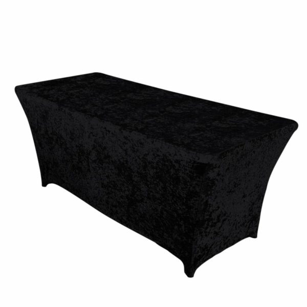 Taffeta & Velvet |  6ft Black Crushed Velvet Spandex Fitted Rectangular Table Cover