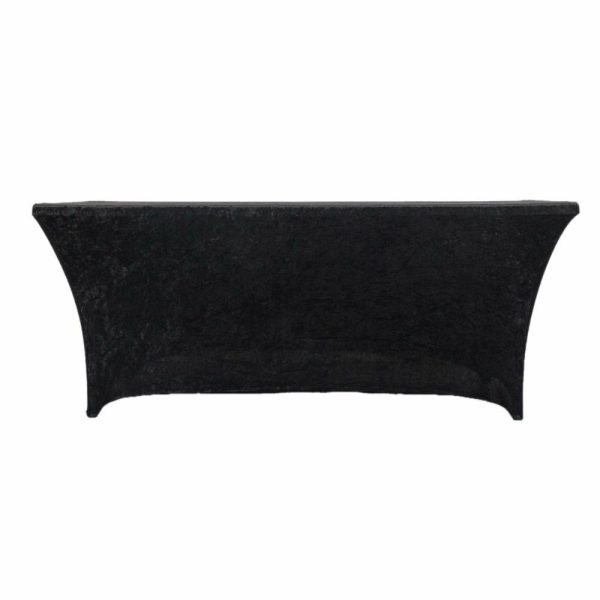 Taffeta & Velvet |  6ft Black Crushed Velvet Spandex Fitted Rectangular Table Cover