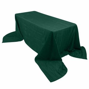 Taffeta & Velvet |  90″x156″ Hunter Emerald Green Accordion Crinkle Taffeta Seamless Rectangular Tablecloth for 8 Foot Table With Floor-Length Drop