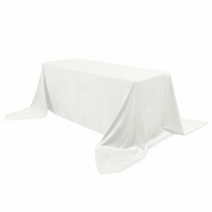 Taffeta & Velvet |  90″x156″ Ivory Seamless Premium Velvet Rectangle Tablecloth, Reusable Linen for 8 Foot Table With Floor-Length Drop