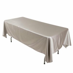 Commercial Grade Cotton & Polyester |  60″x102″ Shimmer Silver Premium Scuba Rectangle Tablecloth, Wrinkle Free Seamless Polyester Tablecloth