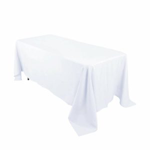 Commercial Grade Cotton & Polyester |  72″x120″ White Seamless Premium Polyester Rectangular Tablecloth – 220GSM