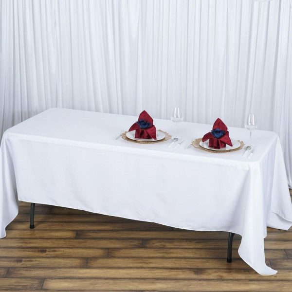 Commercial Grade Cotton & Polyester |  72″x120″ White Seamless Premium Polyester Rectangular Tablecloth – 220GSM