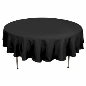 Polyester |  90″ Black Seamless Polyester Round Tablecloth