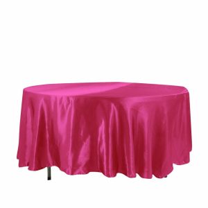 Satin |  108″ Fuchsia Seamless Satin Round Tablecloth