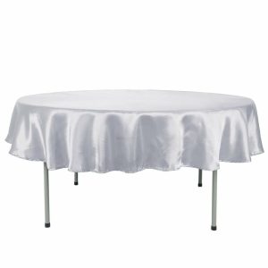 Satin |  90″ White Seamless Satin Round Tablecloth