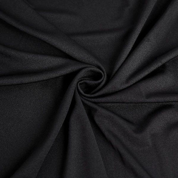 Spandex |  Black Round Spandex Cocktail Table Cover With Natural Wavy Drapes