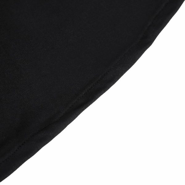 Spandex |  Black Round Spandex Cocktail Table Cover With Natural Wavy Drapes