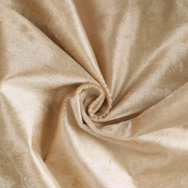 Taffeta & Velvet |  120″ Champagne Seamless Premium Velvet Round Tablecloth, Reusable Linen for 5 Foot Table With Floor-Length Drop