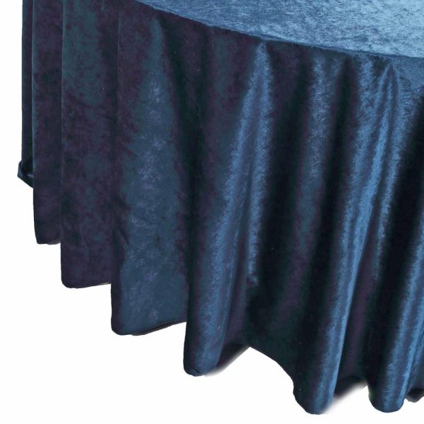 Taffeta & Velvet |  120″ Navy Blue Seamless Premium Velvet Round Tablecloth, Reusable Linen for 5 Foot Table With Floor-Length Drop