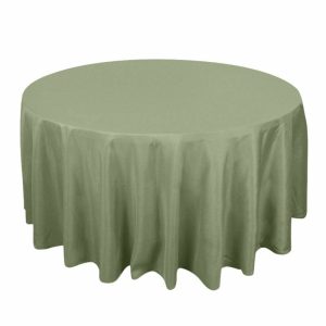 Commercial Grade Cotton & Polyester |  120″ Dusty Sage Green Seamless Premium Polyester Round Tablecloth – 220GSM for 5 Foot Table With Floor-Length Drop