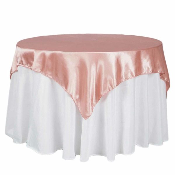 Satin |  72″ x 72″ Dusty Rose Seamless Satin Square Tablecloth Overlay