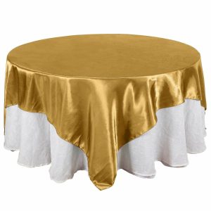 Satin |  90″x90″ Gold Seamless Satin Square Table Overlay