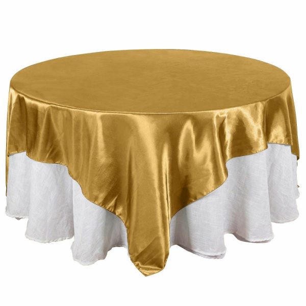 Satin |  90″x90″ Gold Seamless Satin Square Table Overlay