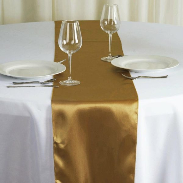 Satin & Taffeta Runners |  12″x108″ Gold Satin Table Runner