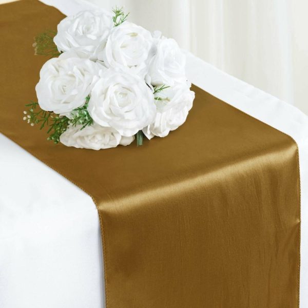 Satin & Taffeta Runners |  12″x108″ Gold Satin Table Runner