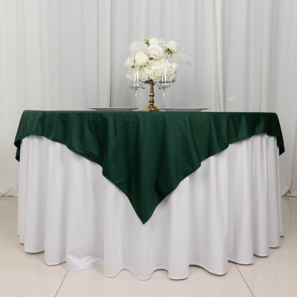 Scuba |  70″ Hunter Emerald Green Premium Scuba Wrinkle Free Square Table Overlay, Seamless Scuba Polyester Table Topper