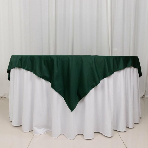 Scuba |  70″ Hunter Emerald Green Premium Scuba Wrinkle Free Square Table Overlay, Seamless Scuba Polyester Table Topper