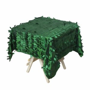 Taffeta & Velvet |  54″ Green 3D Leaf Petal Taffeta Fabric Seamless Square Tablecloth