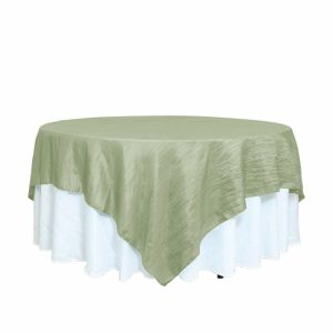 Taffeta & Velvet |  90″x90″ Sage Green Accordion Crinkle Taffeta Square Table Overlay