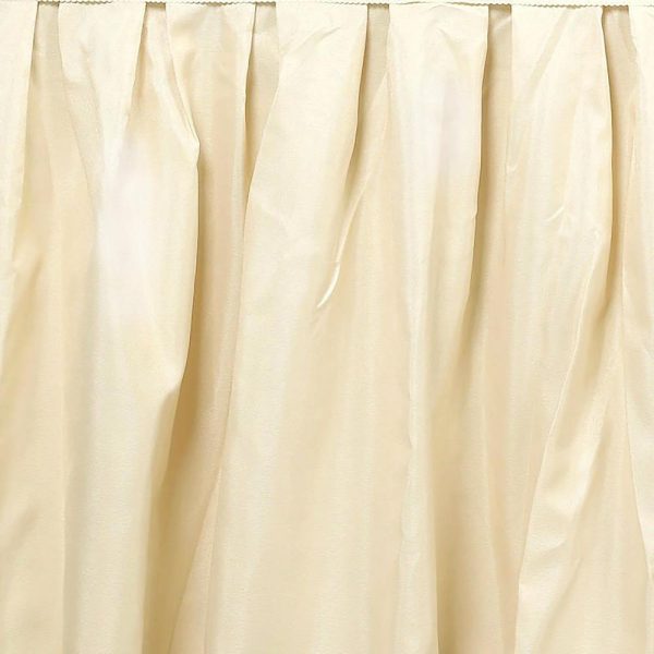 Polyester |  21ft Beige Pleated Polyester Table Skirt, Banquet Folding Table Skirt