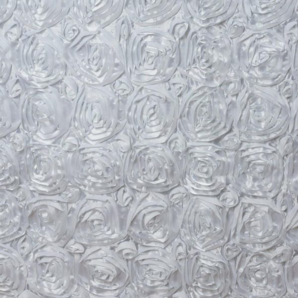 Satin |  17ft White Rosette 3D Satin Table Skirt