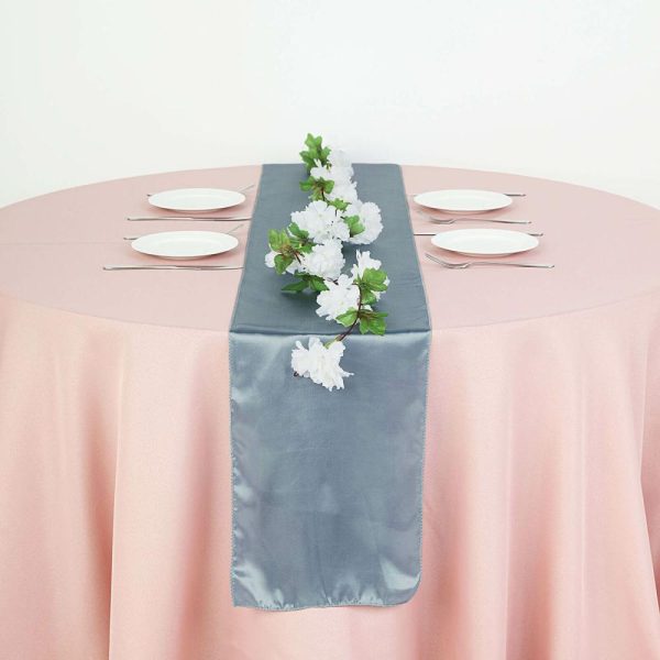 Satin & Taffeta Runners |  12″x108″ Dusty Blue Satin Table Runner