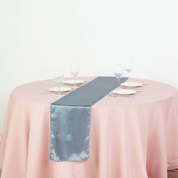 Satin & Taffeta Runners |  12″x108″ Dusty Blue Satin Table Runner