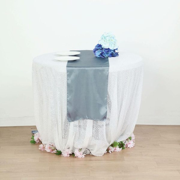 Satin & Taffeta Runners |  12″x108″ Dusty Blue Satin Table Runner