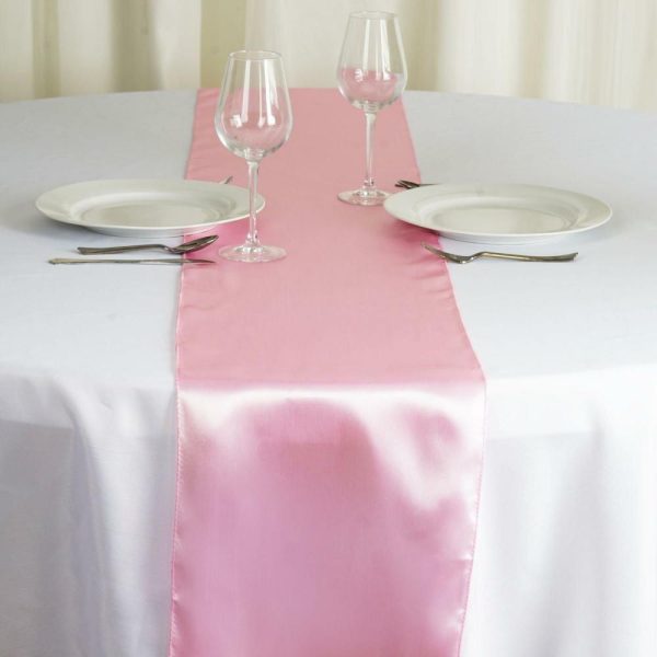 Satin & Taffeta Runners |  12″x108″ Pink Satin Table Runner