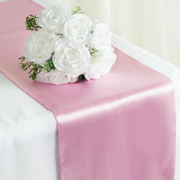 Satin & Taffeta Runners |  12″x108″ Pink Satin Table Runner