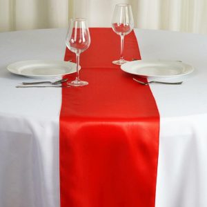 Satin & Taffeta Runners |  12″x108″ Red Satin Table Runner