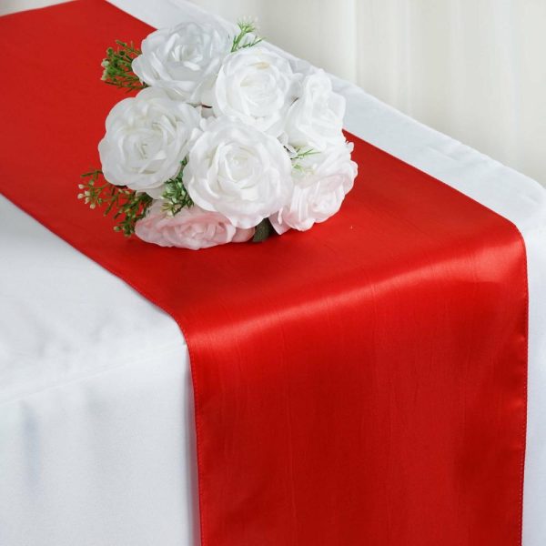 Satin & Taffeta Runners |  12″x108″ Red Satin Table Runner