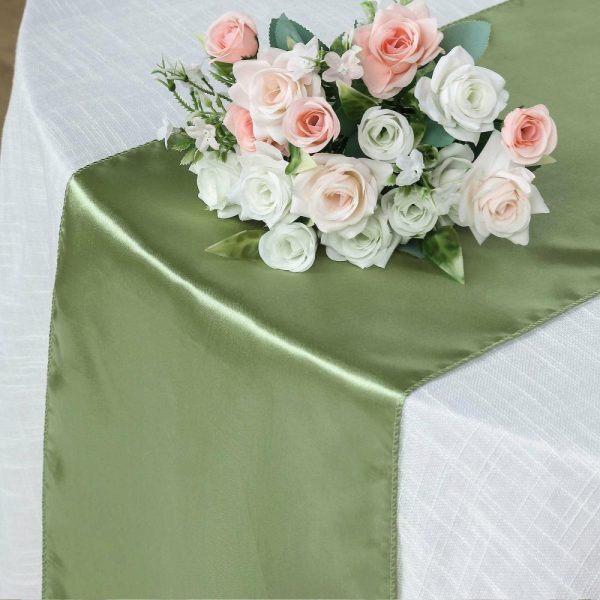 Satin & Taffeta Runners |  12″x108″ Sage Green Satin Table Runner