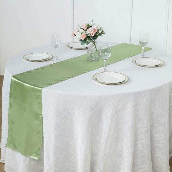 Satin & Taffeta Runners |  12″x108″ Sage Green Satin Table Runner