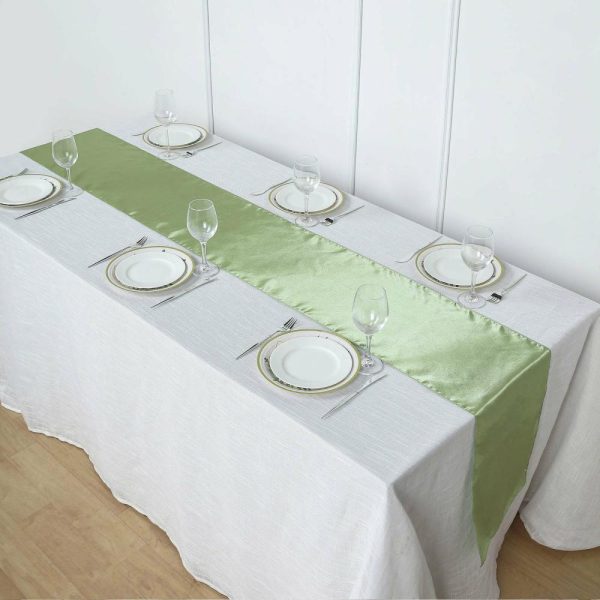 Satin & Taffeta Runners |  12″x108″ Sage Green Satin Table Runner