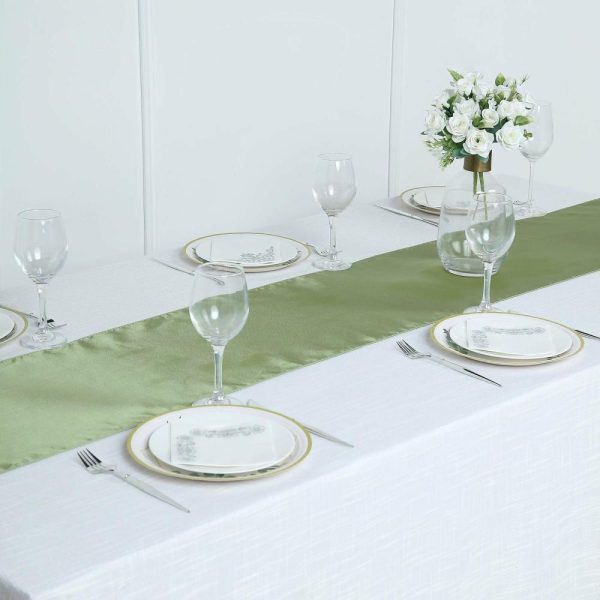 Satin & Taffeta Runners |  12″x108″ Sage Green Satin Table Runner