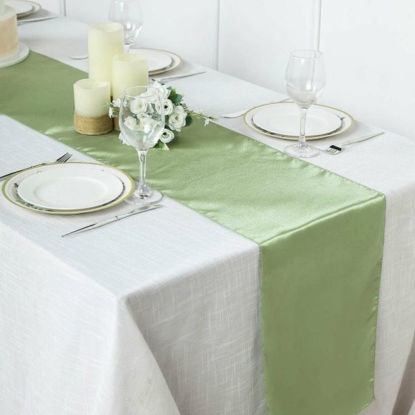 Satin & Taffeta Runners |  12″x108″ Sage Green Satin Table Runner