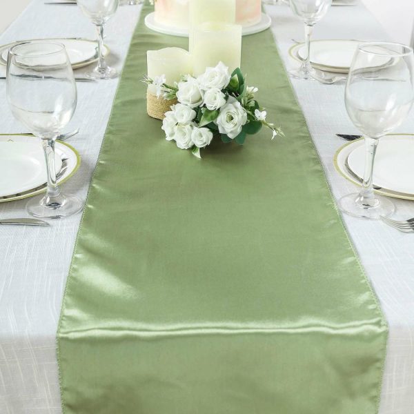 Satin & Taffeta Runners |  12″x108″ Sage Green Satin Table Runner