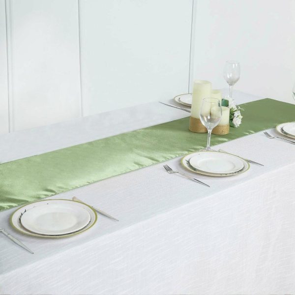 Satin & Taffeta Runners |  12″x108″ Sage Green Satin Table Runner