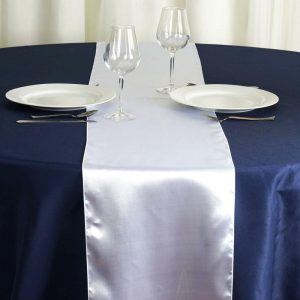 Satin & Taffeta Runners |  12″x108″ White Satin Table Runner