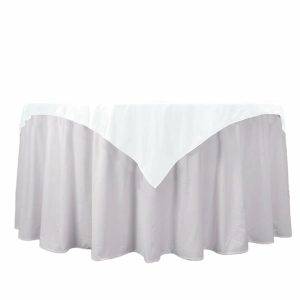 Scuba |  54″ White Premium Scuba Wrinkle Free Square Table Overlay, Seamless Scuba Polyester Table Topper