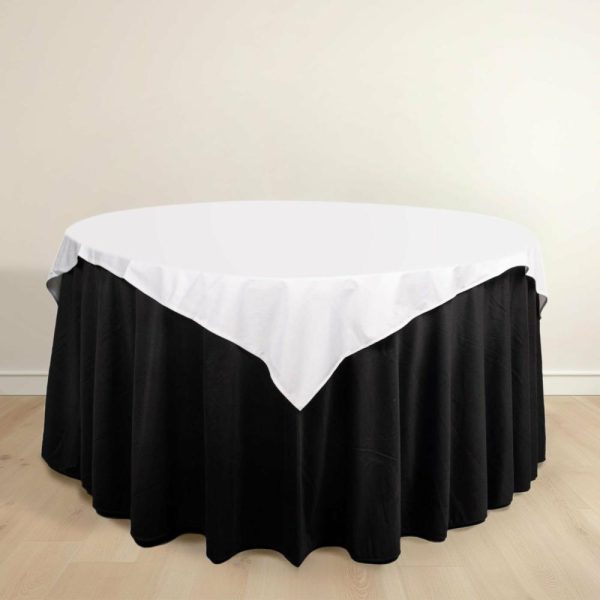 Scuba |  54″ White Premium Scuba Wrinkle Free Square Table Overlay, Seamless Scuba Polyester Table Topper