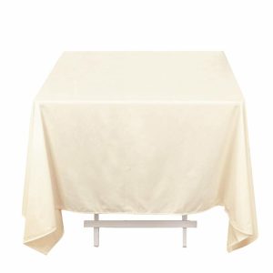 Scuba |  70″ Beige Premium Scuba Wrinkle Free Square Tablecloth, Seamless Scuba Polyester Tablecloth