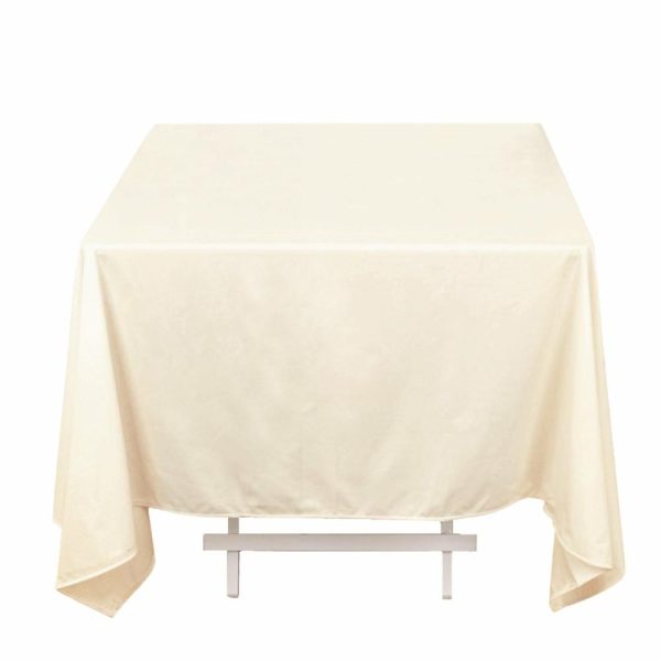 Scuba |  70″ Beige Premium Scuba Wrinkle Free Square Tablecloth, Seamless Scuba Polyester Tablecloth