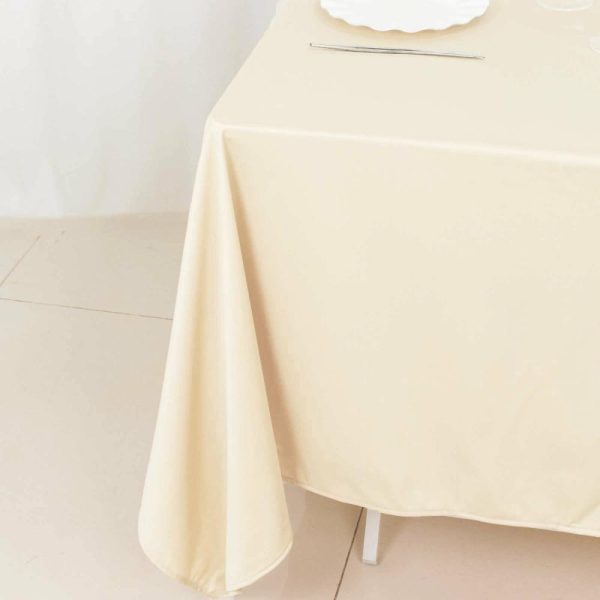 Scuba |  70″ Beige Premium Scuba Wrinkle Free Square Tablecloth, Seamless Scuba Polyester Tablecloth