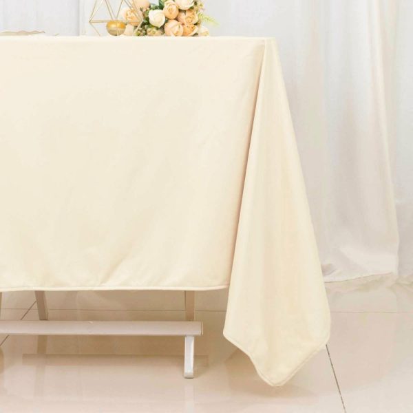 Scuba |  70″ Beige Premium Scuba Wrinkle Free Square Tablecloth, Seamless Scuba Polyester Tablecloth