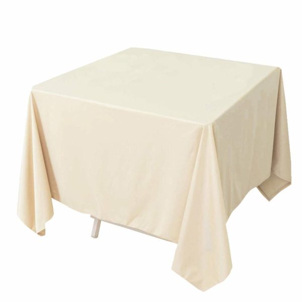 Scuba |  70″ Beige Premium Scuba Wrinkle Free Square Tablecloth, Seamless Scuba Polyester Tablecloth