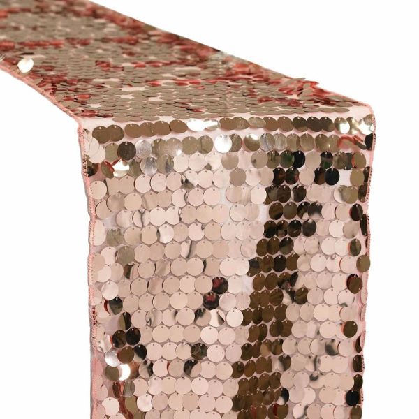 Sequin & Shimmer Runners |  13″x108″ Rose Gold Big Payette Sequin Table Runner